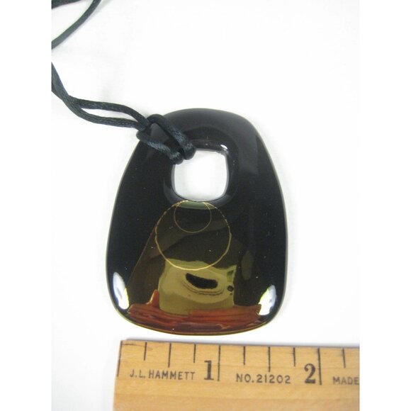 Ceramic Necklace Pendant Geometric Statement Cord Strand 26 Inch Signed G - Picture 8 of 12